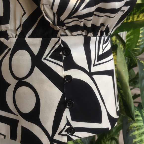 INC Black & White Silk Blouse - Picture 3 of 5